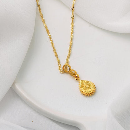 14K Yellow Gold Teardrop Ottoman Tughra Cubic Zirconia 3-Piece Jewelry Set