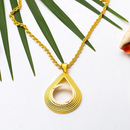 14K Yellow Gold Teardrop Half Gold Bezel-Set Necklace