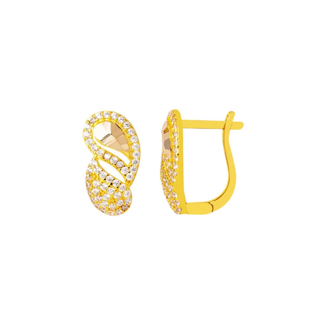 14K Yellow Gold Teardrop Cubic Zirconia Earrings