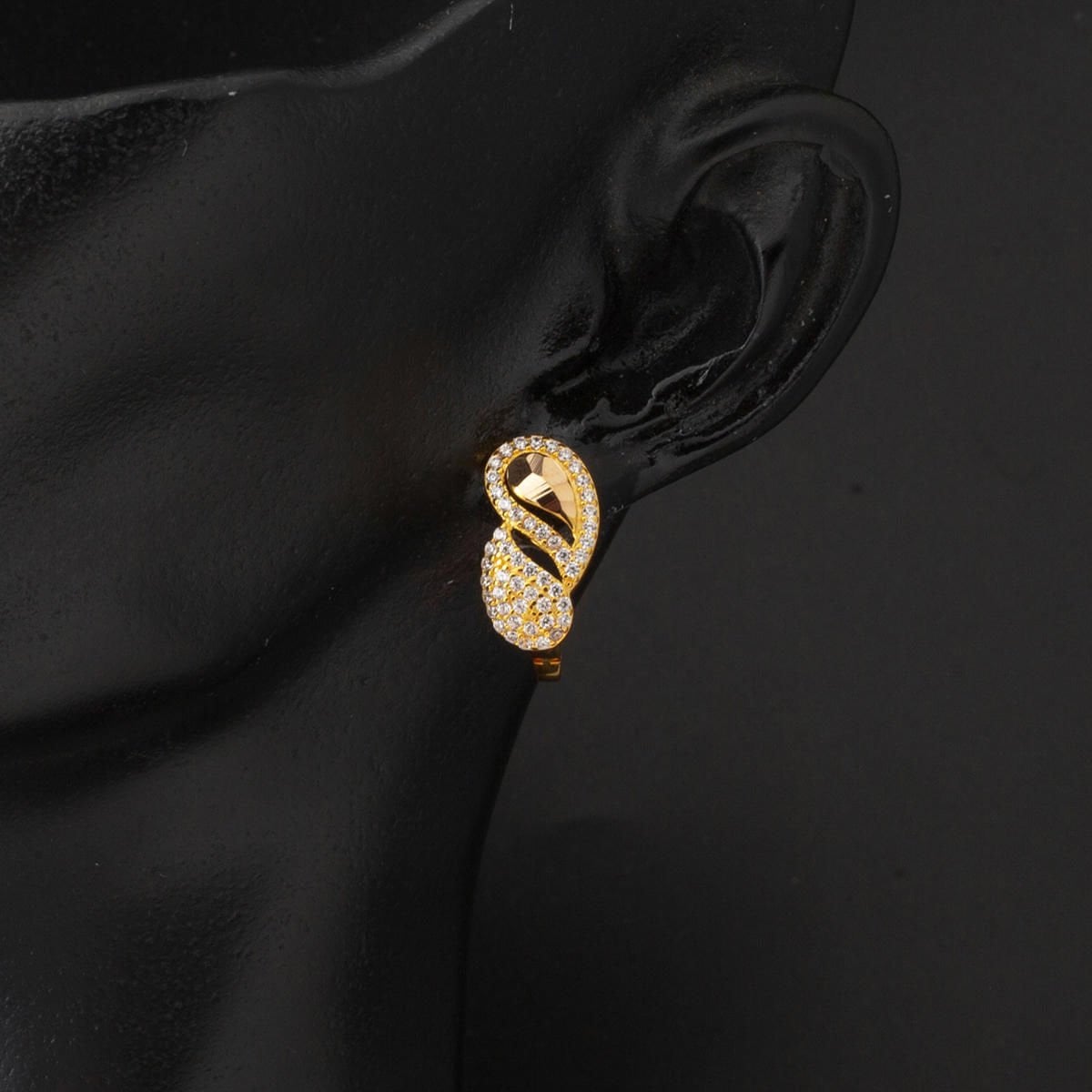 14K Yellow Gold Teardrop Cubic Zirconia Earrings