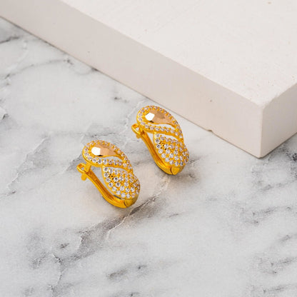14K Yellow Gold Teardrop Cubic Zirconia Earrings