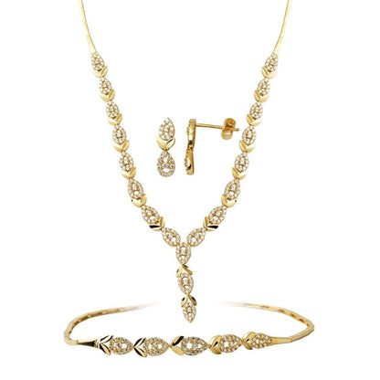 14K Yellow Gold Teardrop Cubic Zirconia Jewelry Set