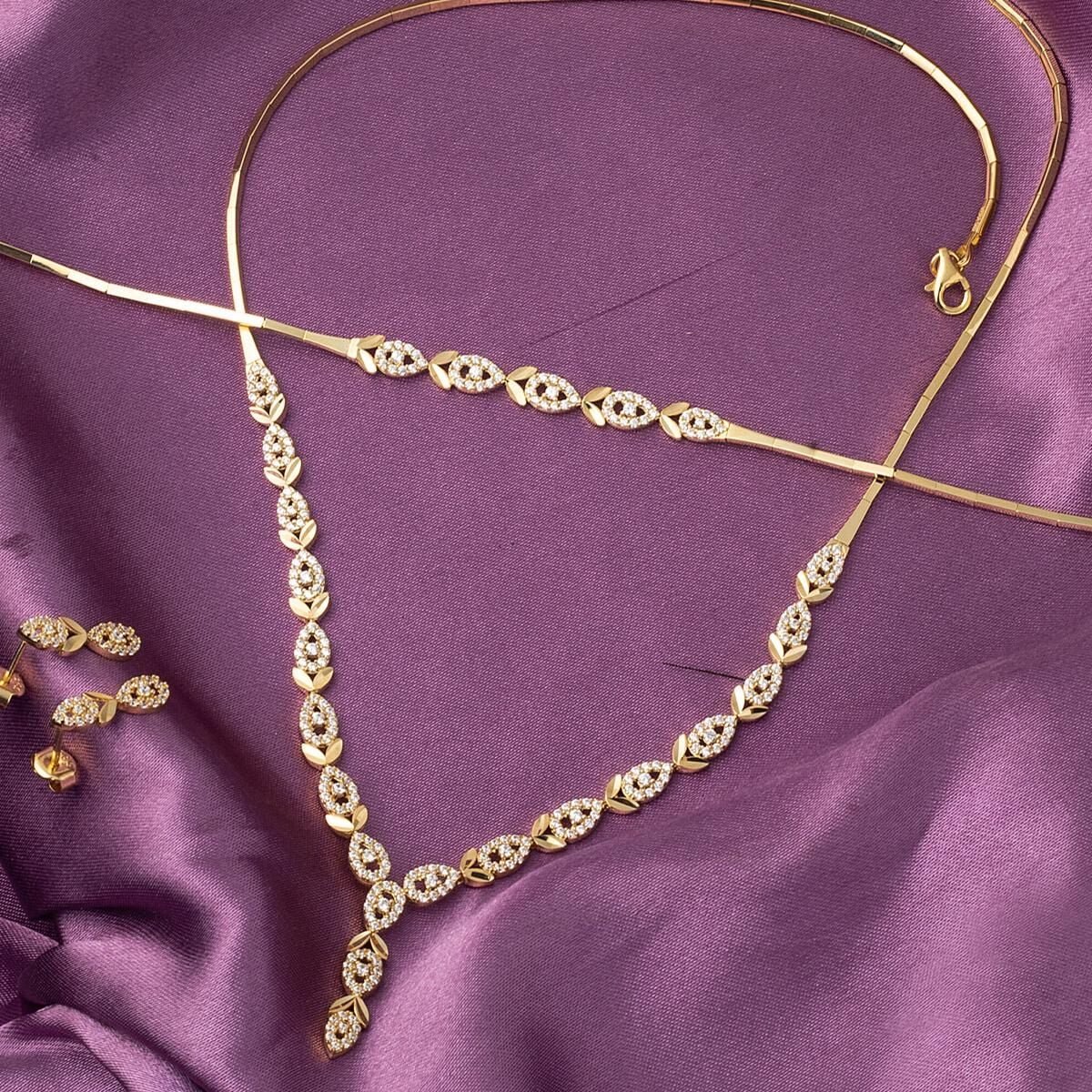 14K Yellow Gold Teardrop Cubic Zirconia Jewelry Set