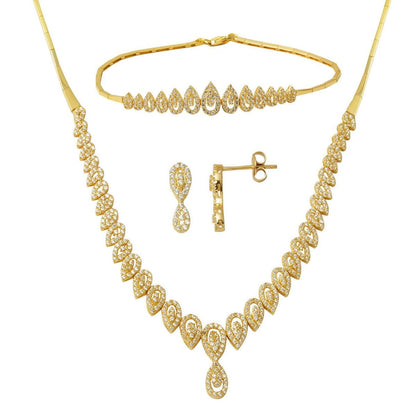 14K Yellow Gold Teardrop Cubic Zirconia Jewelry Set