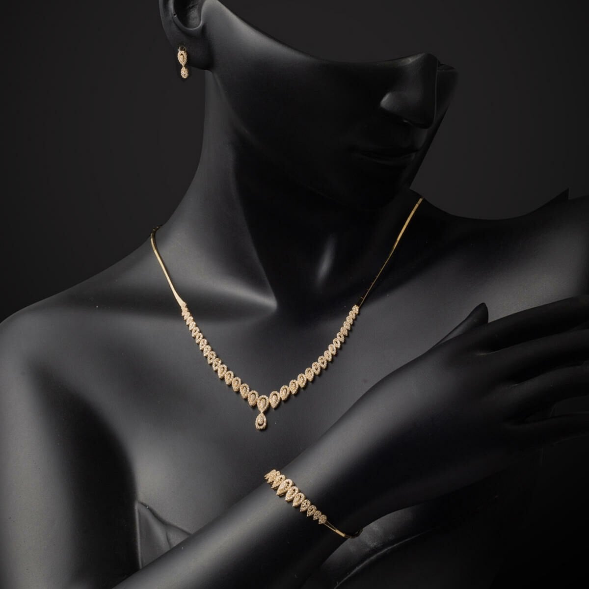 14K Yellow Gold Teardrop Cubic Zirconia Jewelry Set
