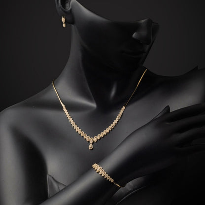 14K Yellow Gold Teardrop Cubic Zirconia Jewelry Set