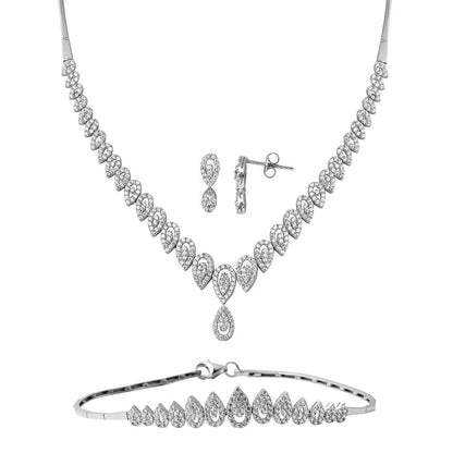 14K White Gold Teardrop Cubic Zirconia Set