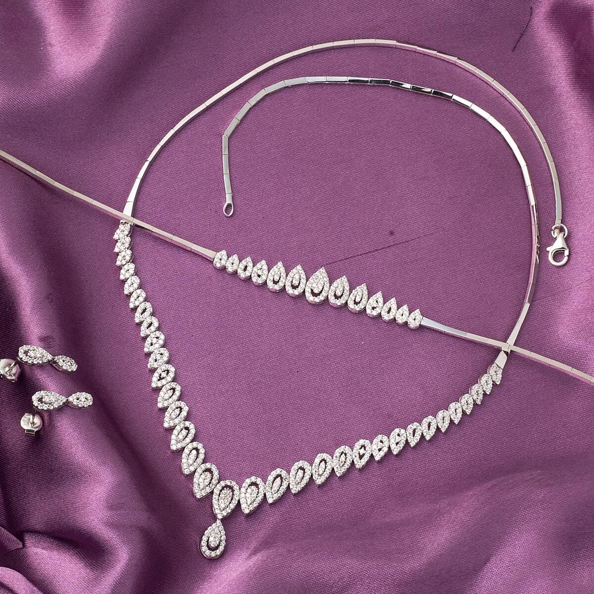 14K White Gold Teardrop Cubic Zirconia Set