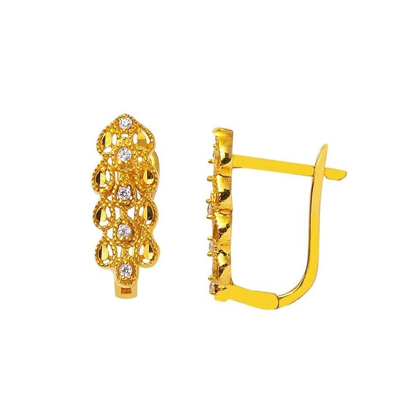 22K Yellow Gold Teardrop Cubic Zirconia Earrings (3.74 g)
