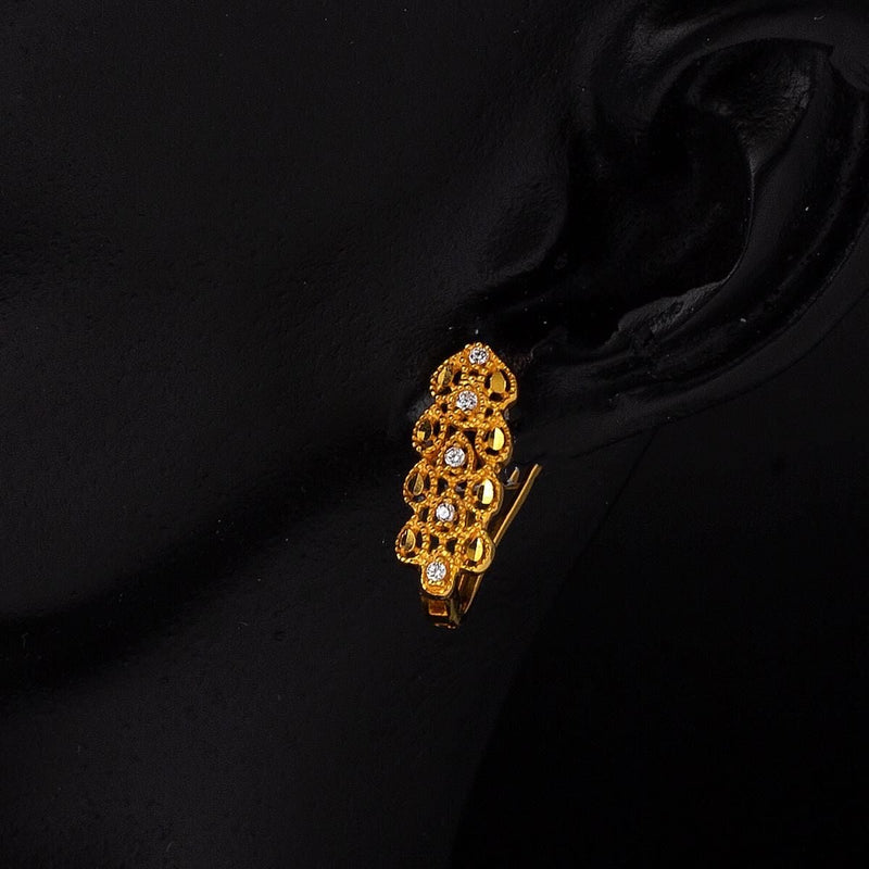 22K Yellow Gold Teardrop Cubic Zirconia Earrings (3.74 g)