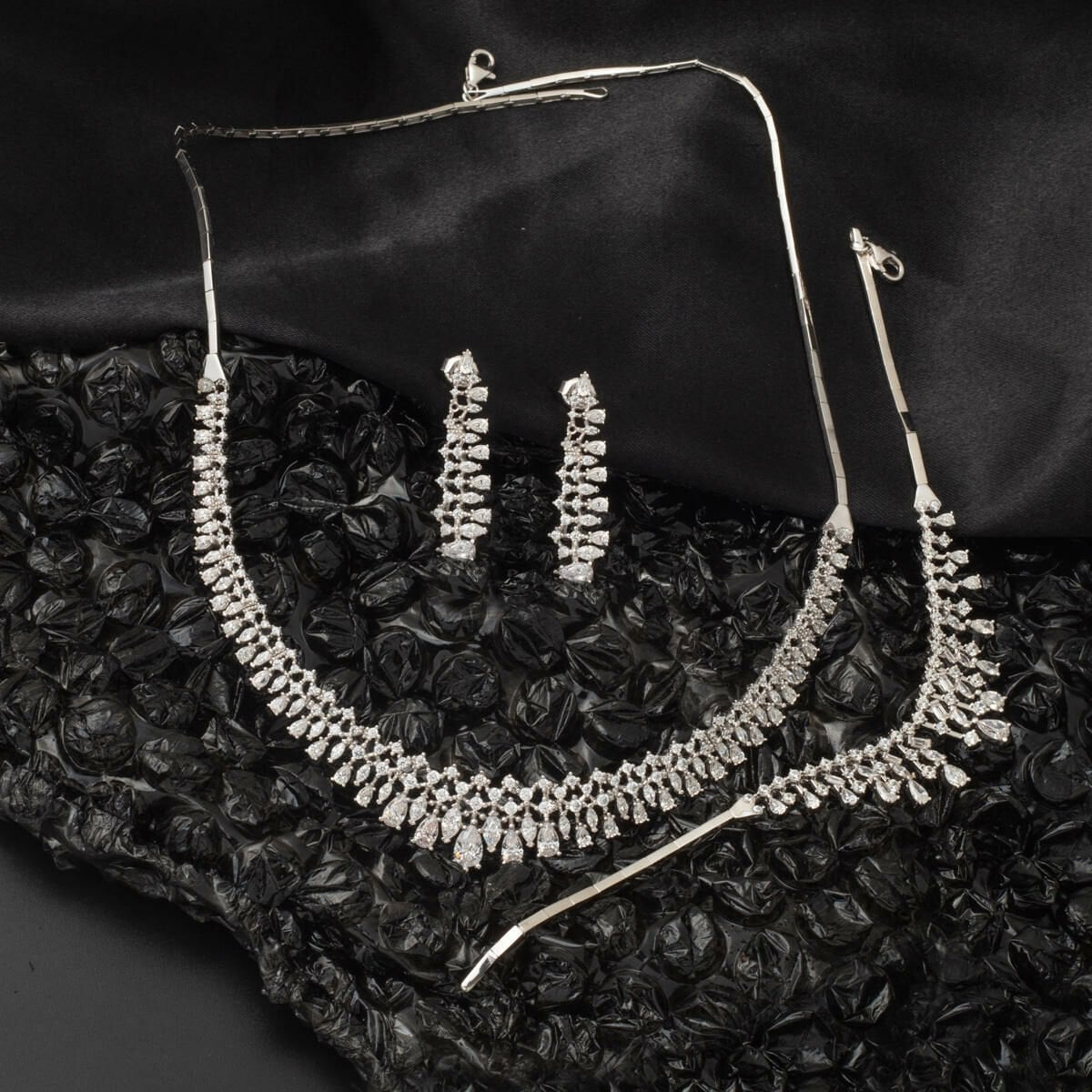 14K White Gold Teardrop Cubic Zirconia 3-Piece Set (26.01 g)