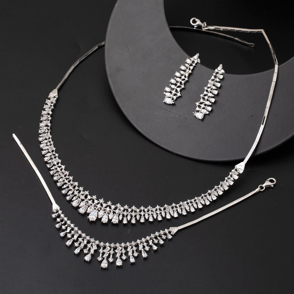 14K White Gold Teardrop Cubic Zirconia 3-Piece Set (26.01 g)