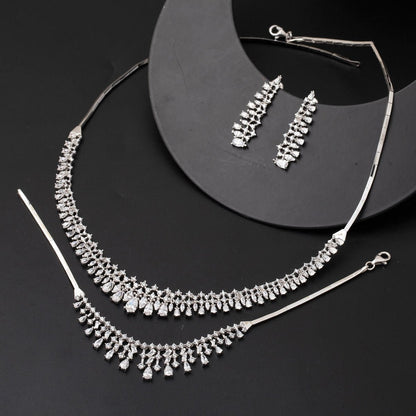 14K White Gold Teardrop Cubic Zirconia 3-Piece Set (26.01 g)