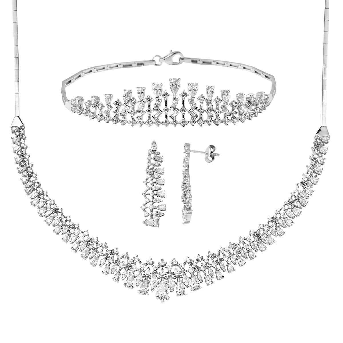 14K White Gold Teardrop Cubic Zirconia 3-Piece Set (26.01 g)
