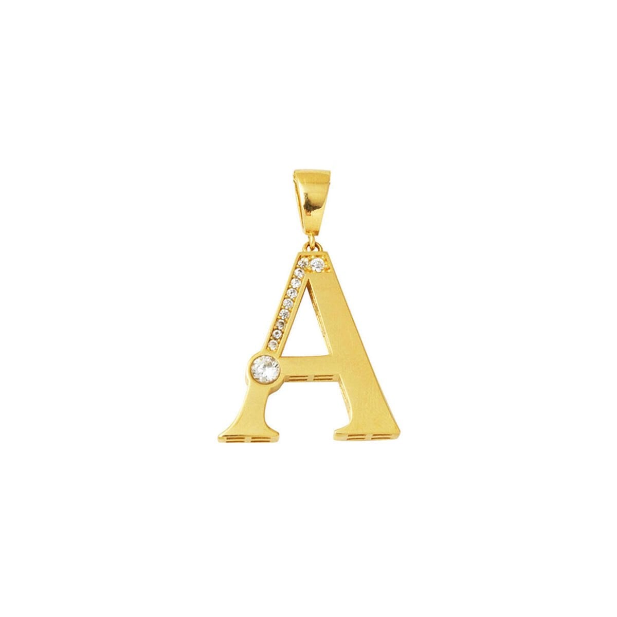 14K Yellow Gold Lettera Large A Initial Cubic Zirconia Pendant