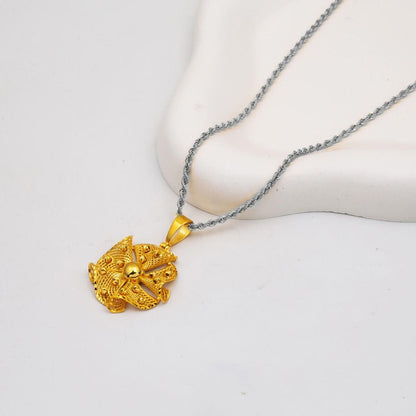 14K Yellow Gold Bead Filigree Pendant