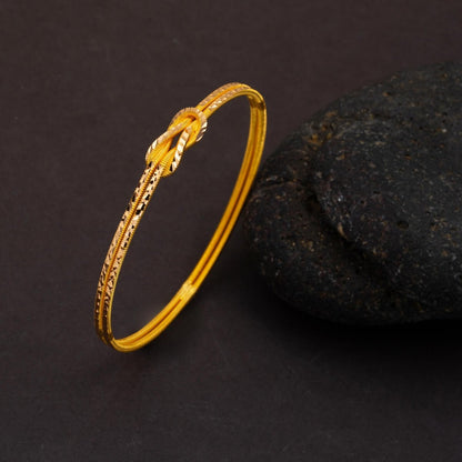 22K Yellow Gold Crystal Love Knot Bangle