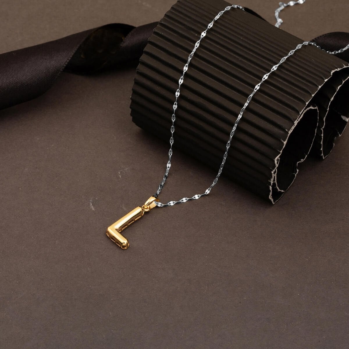 14K Yellow Gold Balloon Initial L Pendant