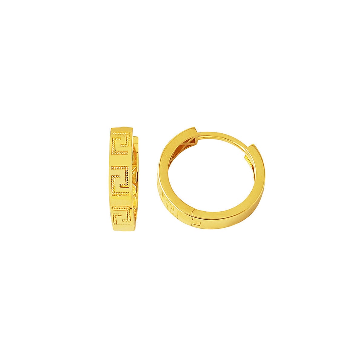 14K Yellow Gold Double Sided Modern Hoop Earrings
