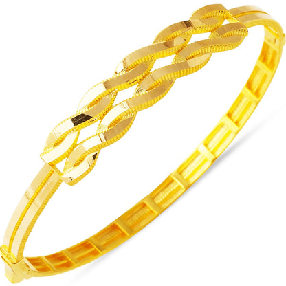14K Yellow Gold Ivy Ajda Hinged Cuff Bangle (5.84 g)