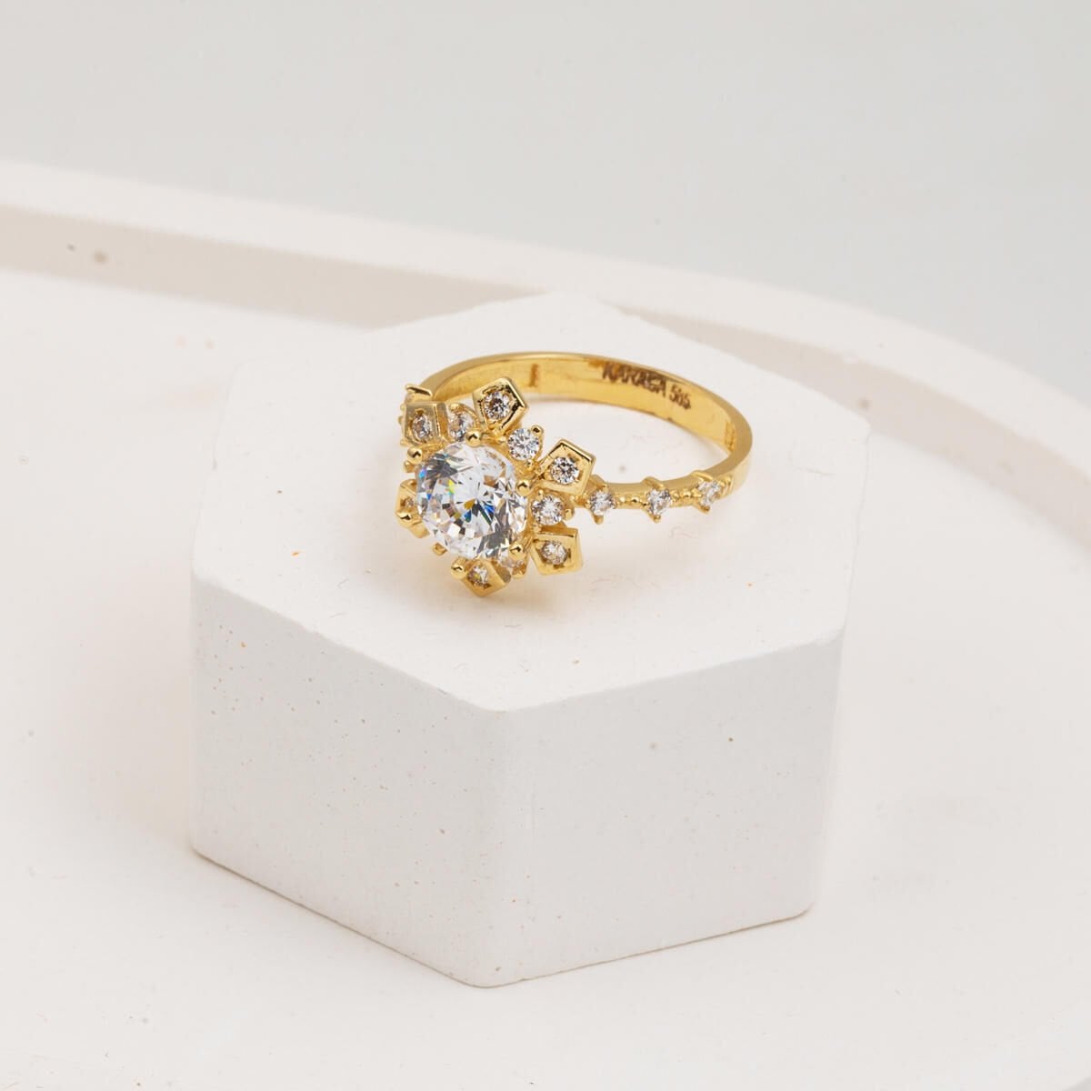 14K Yellow Gold Serenay Solitaire Cubic Zirconia Ring