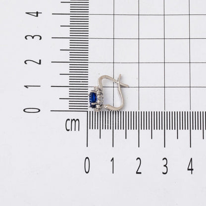 14K White Gold Diamond Sapphire Earrings