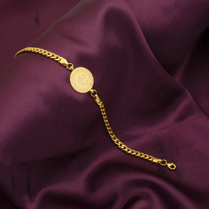 14K Yellow Gold Curb Chain Quarter Coin Bracelet