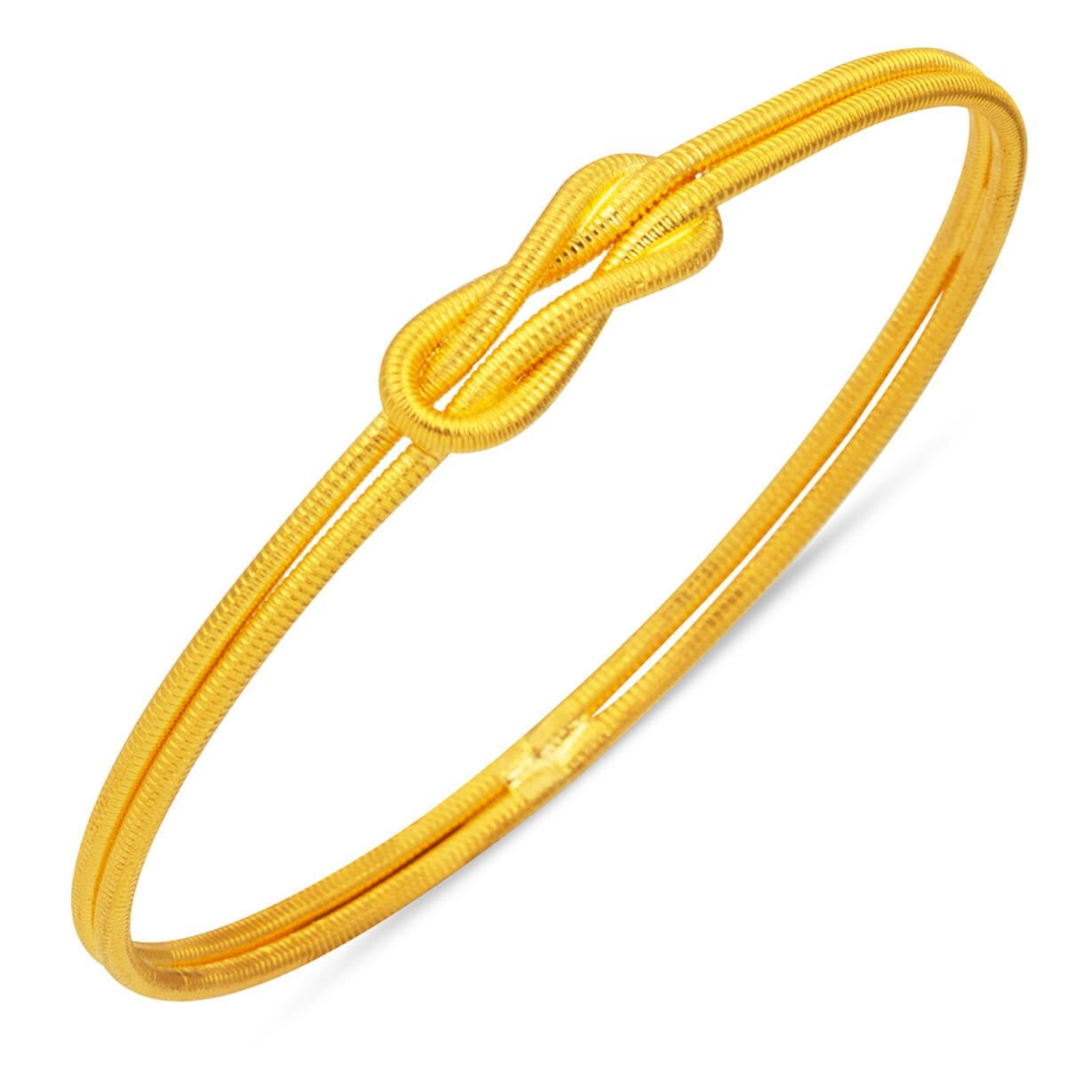 22K Yellow Gold Ajda Love Knot Ribbed Bangle