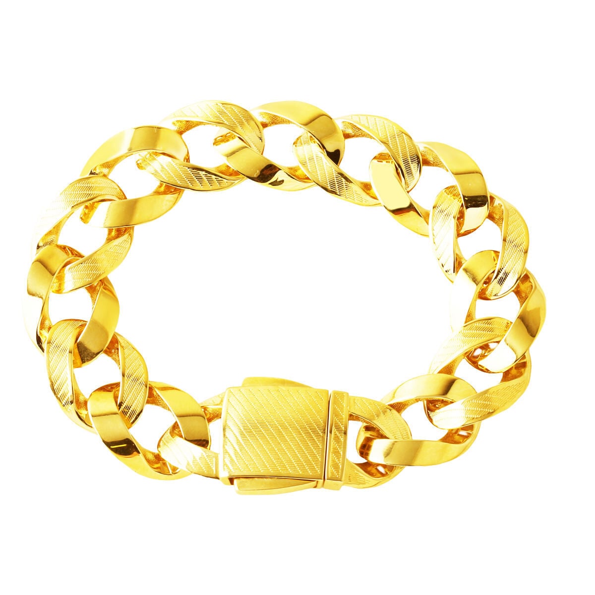 14K Yellow Gold Mesh Detail Curb Bracelet