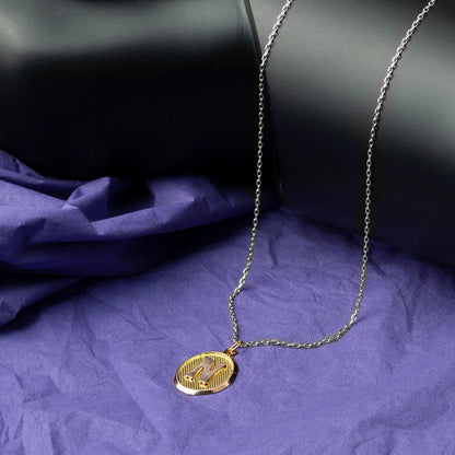 14K Yellow Gold Oval Initial N Pendant
