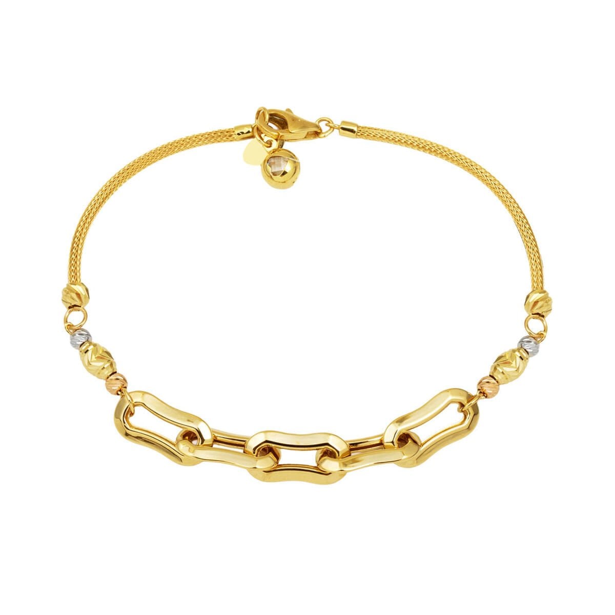 14K Yellow Gold Hoop Italian Bead Bracelet