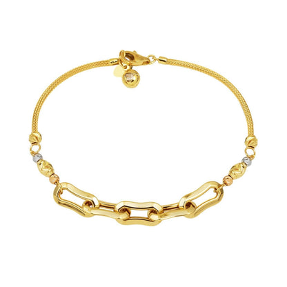 14K Yellow Gold Hoop Italian Bead Bracelet
