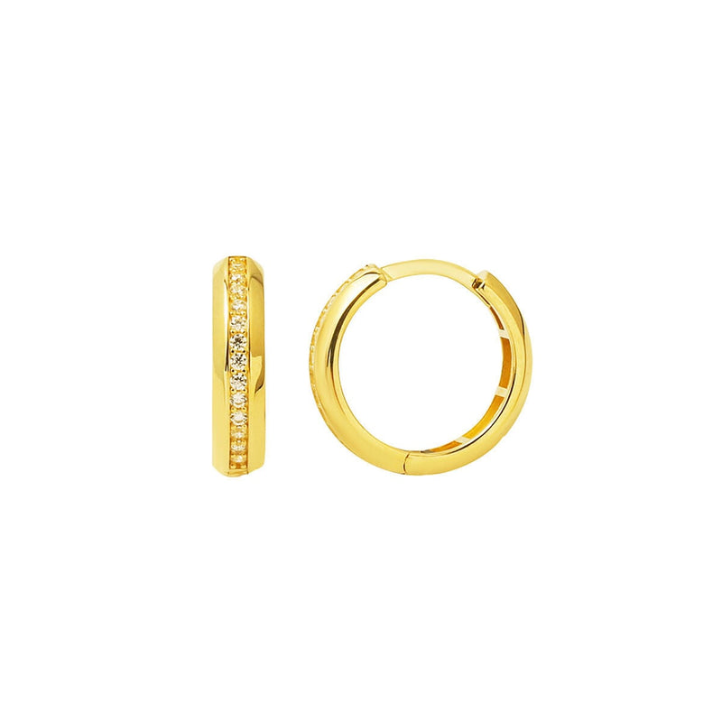 14K Yellow Gold Half Eternity Tennis Cubic Zirconia Hoop Earrings