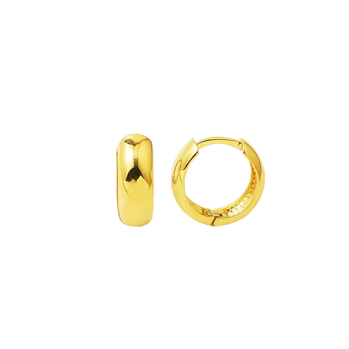14K Yellow Gold Wide Puffed Hoop Earrings