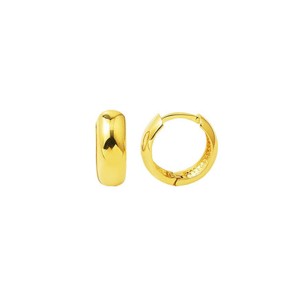 14K Yellow Gold Wide Puffed Hoop Earrings