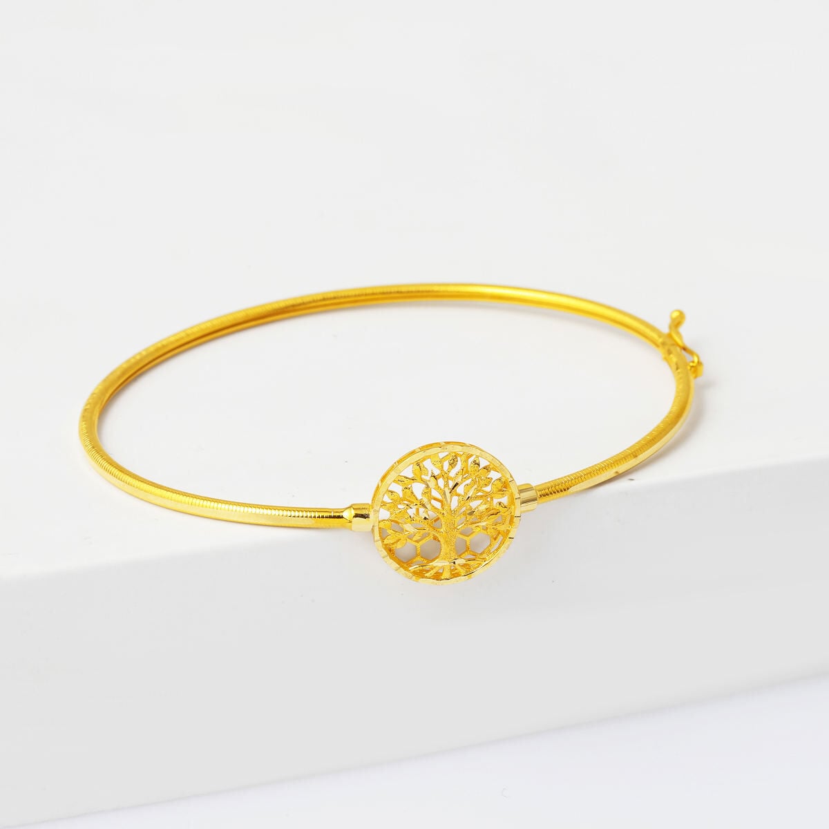 14K Yellow Gold Life Tree Ajda Lock Bangle