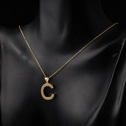 14K Yellow Gold Classic C Initial Necklace
