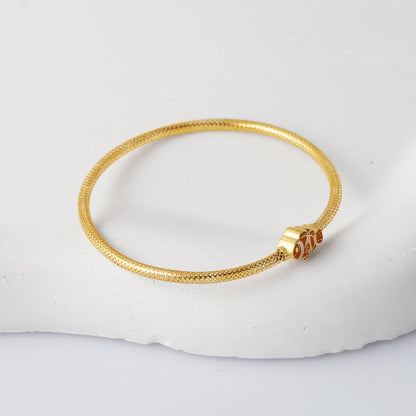 14K Yellow Gold Italian Fish Enamel Children's Bangle