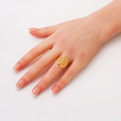 14K Yellow Gold Kazaz Engraved Ring