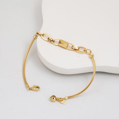 14K Yellow Gold Hoop Woven Link Chain Bracelet