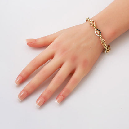 14K Yellow Gold Tri-Color Hallow Bracelet (5.22 g)