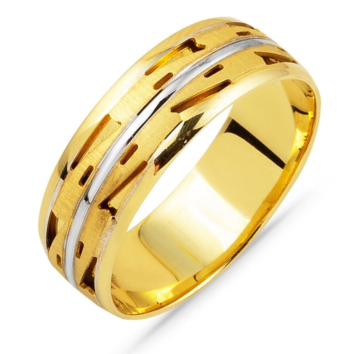 14K Yellow Gold Decor Men's Wedding Band