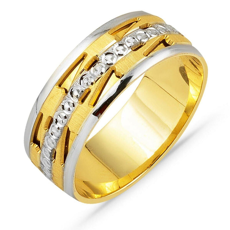 14K Yellow Gold Decor Cubic Zirconia Women's Wedding Band Ring