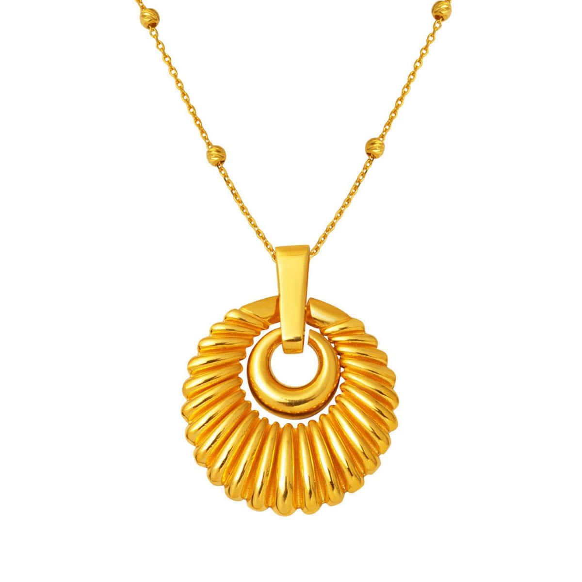 22K Yellow Gold Seashell Cubic Zirconia Necklace (9.07 g)