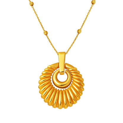 22K Yellow Gold Seashell Cubic Zirconia Necklace (9.07 g)