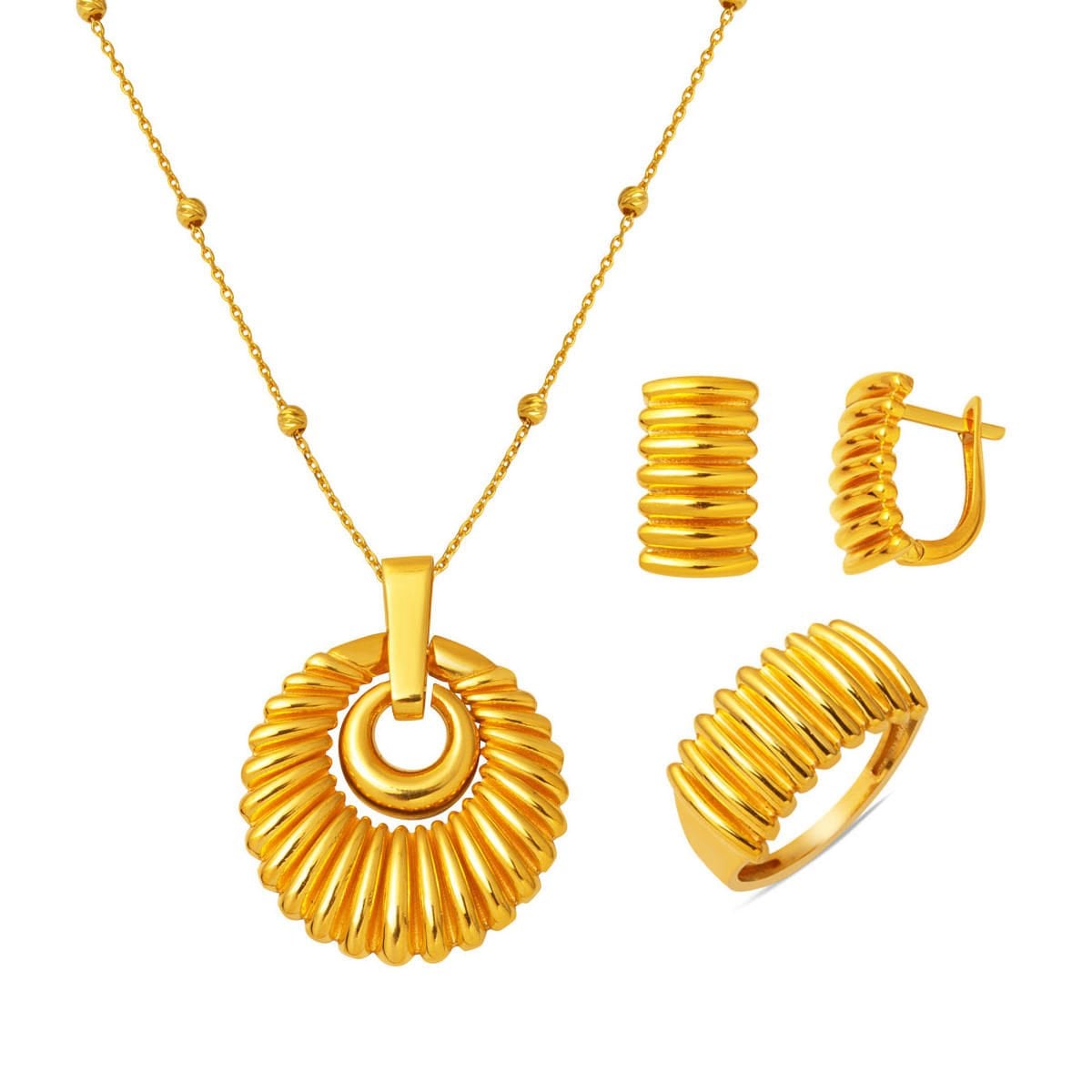 22K Yellow Gold Seashell Minimalist Set