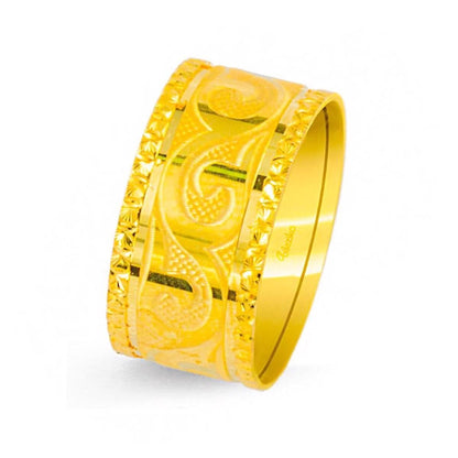 22K Yellow Gold Patterned Wedding Band Ring