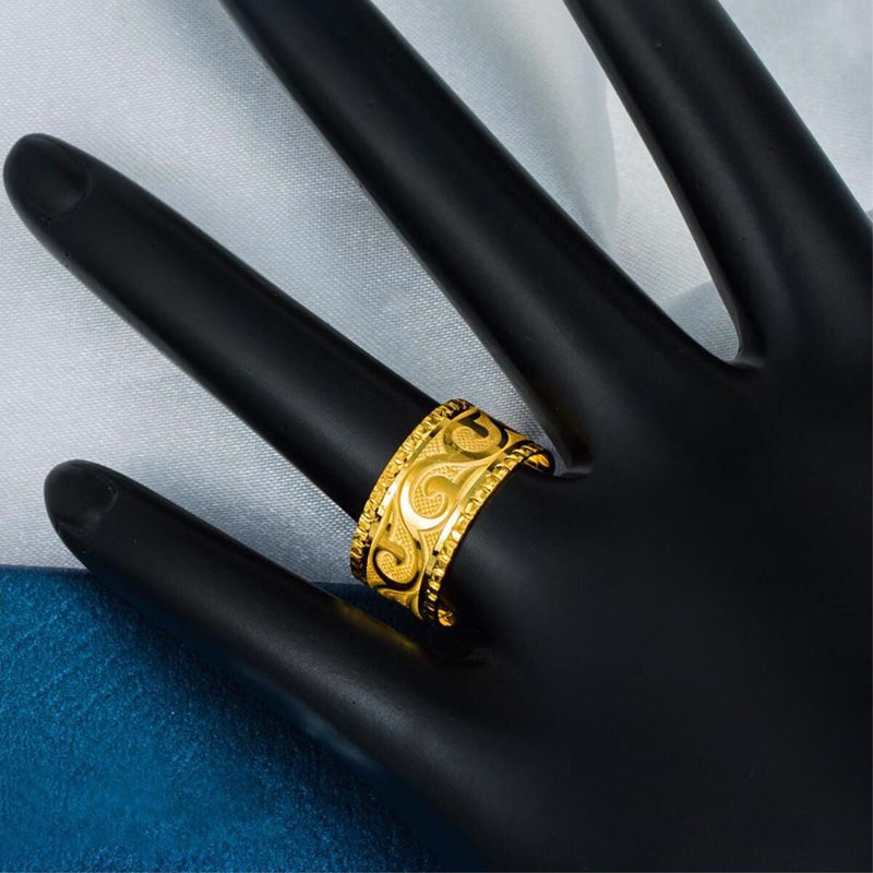22K Yellow Gold Patterned Wedding Band Ring