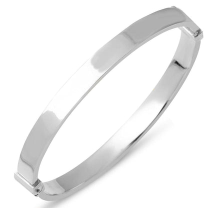 14K White Gold Egg-Shaped Hinged Cuff Bracelet