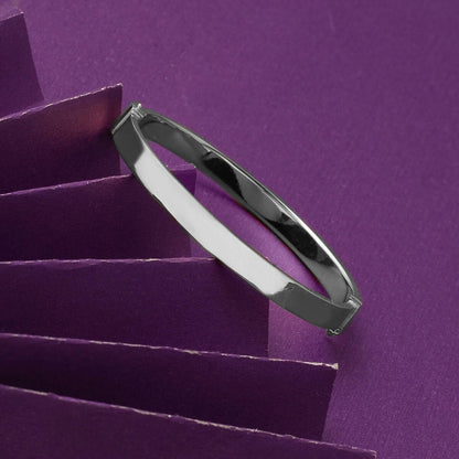 14K White Gold Egg-Shaped Hinged Cuff Bracelet